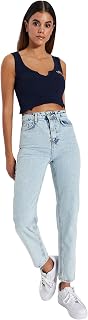 TRENDYOL Damen Jeans Trendyol Damen Gerade Mama Hohe Taille Jeans