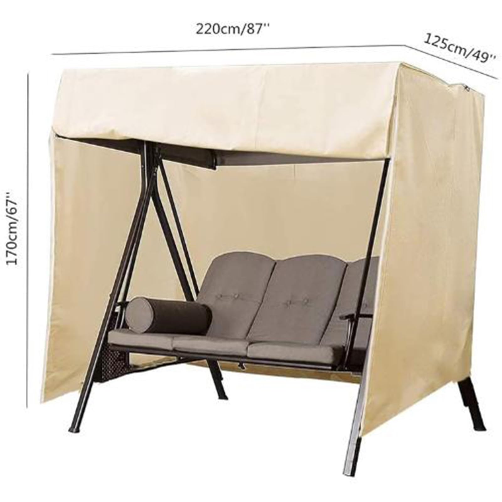 Housse imperméable pour balancelle de hamac 3 places 420D Ox résistante aux UV, coupe-vent et indéchirable (noir)