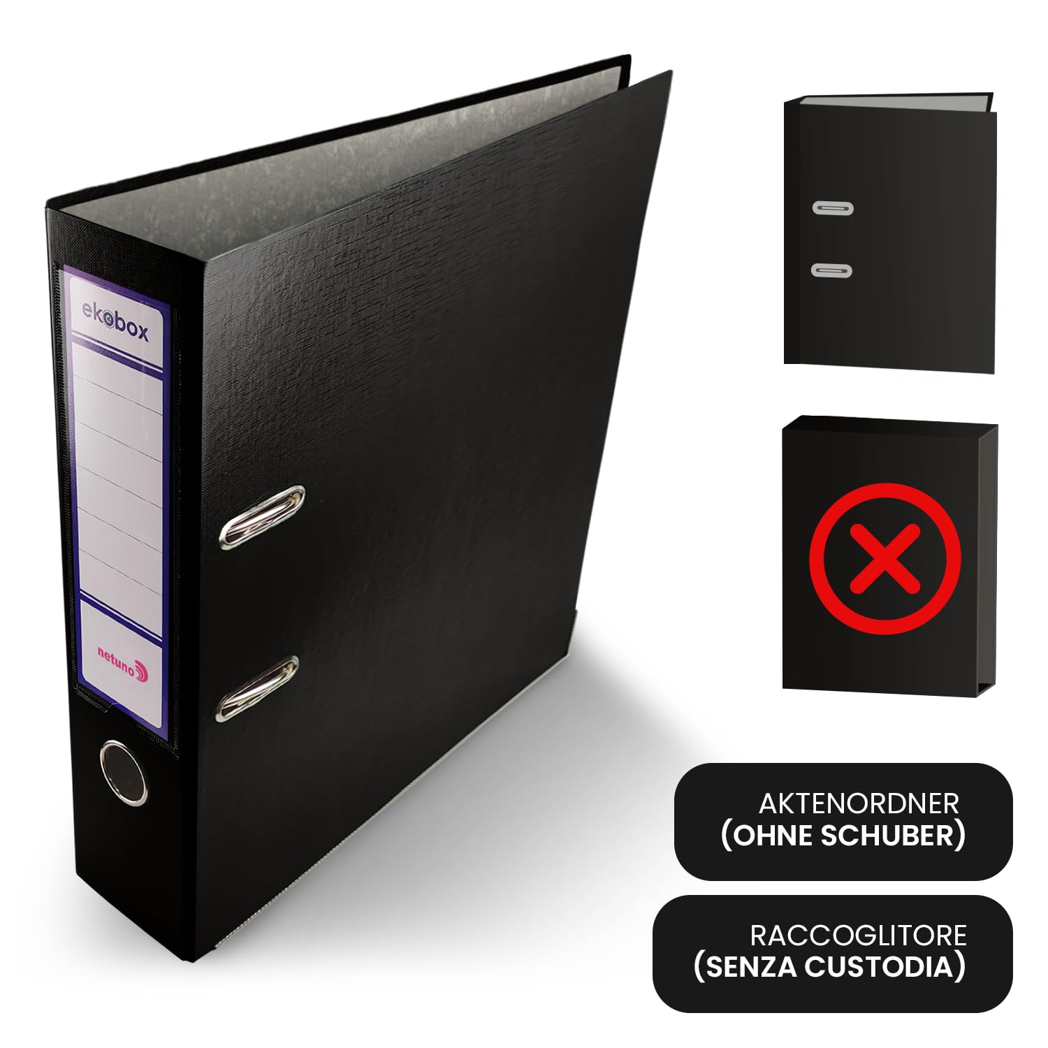 Netuno 10 archivador negro A4 ancho 8 cm anillas duraderas resistente papelería documentos oficina escuela organización práctica almacenamiento eficiente estable
