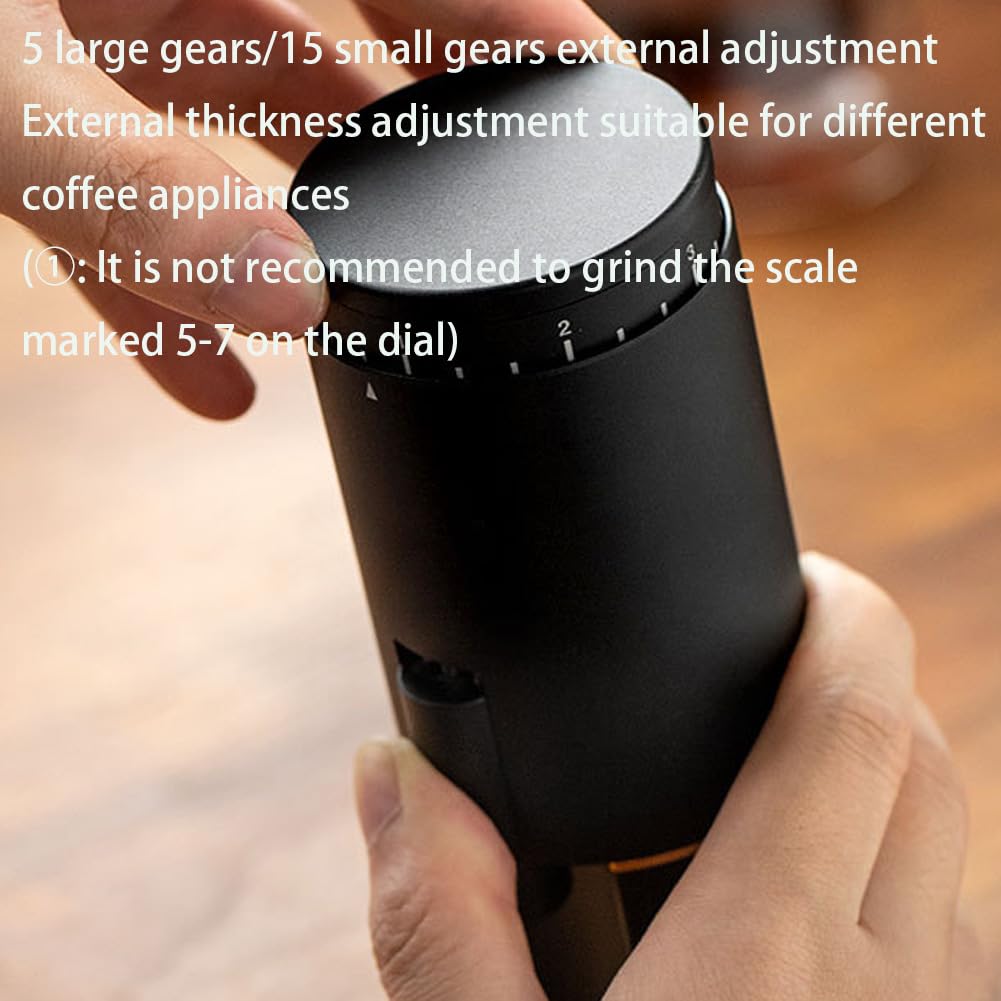 Mini molinillo de café eléctrico, pequeña máquina de café comercial hecha a mano, molinillo de café con rebabas automática ajustable, niveles de molienda múltiples, para granos de café, especias