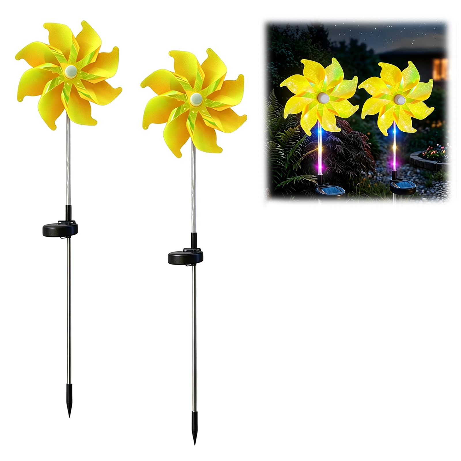 LZTET Solar Rainbow Pinwheel Light,LED Windmill Stake