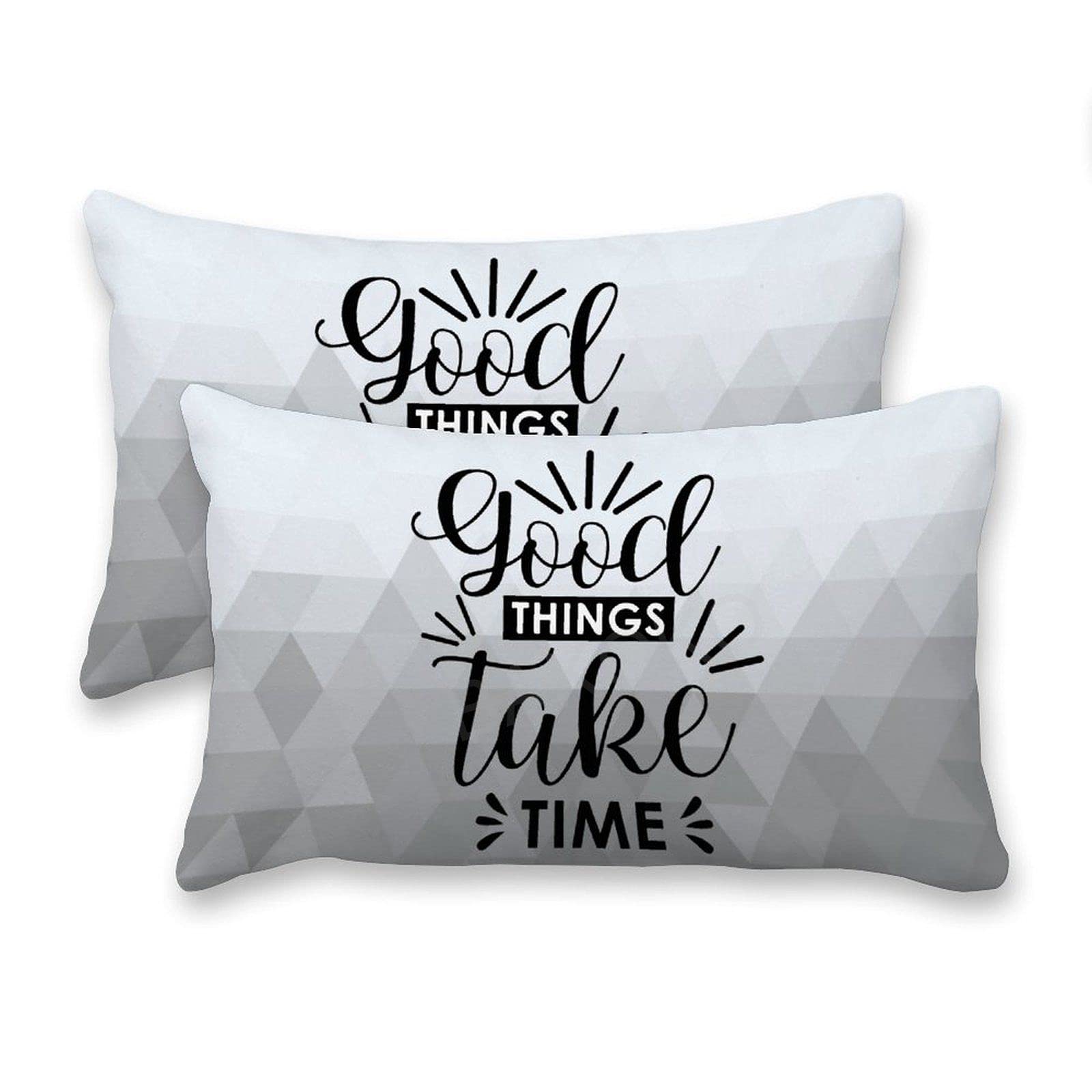 Amazon.com: Cotton Canvas Lumbar Pillow Cover Good Things Take