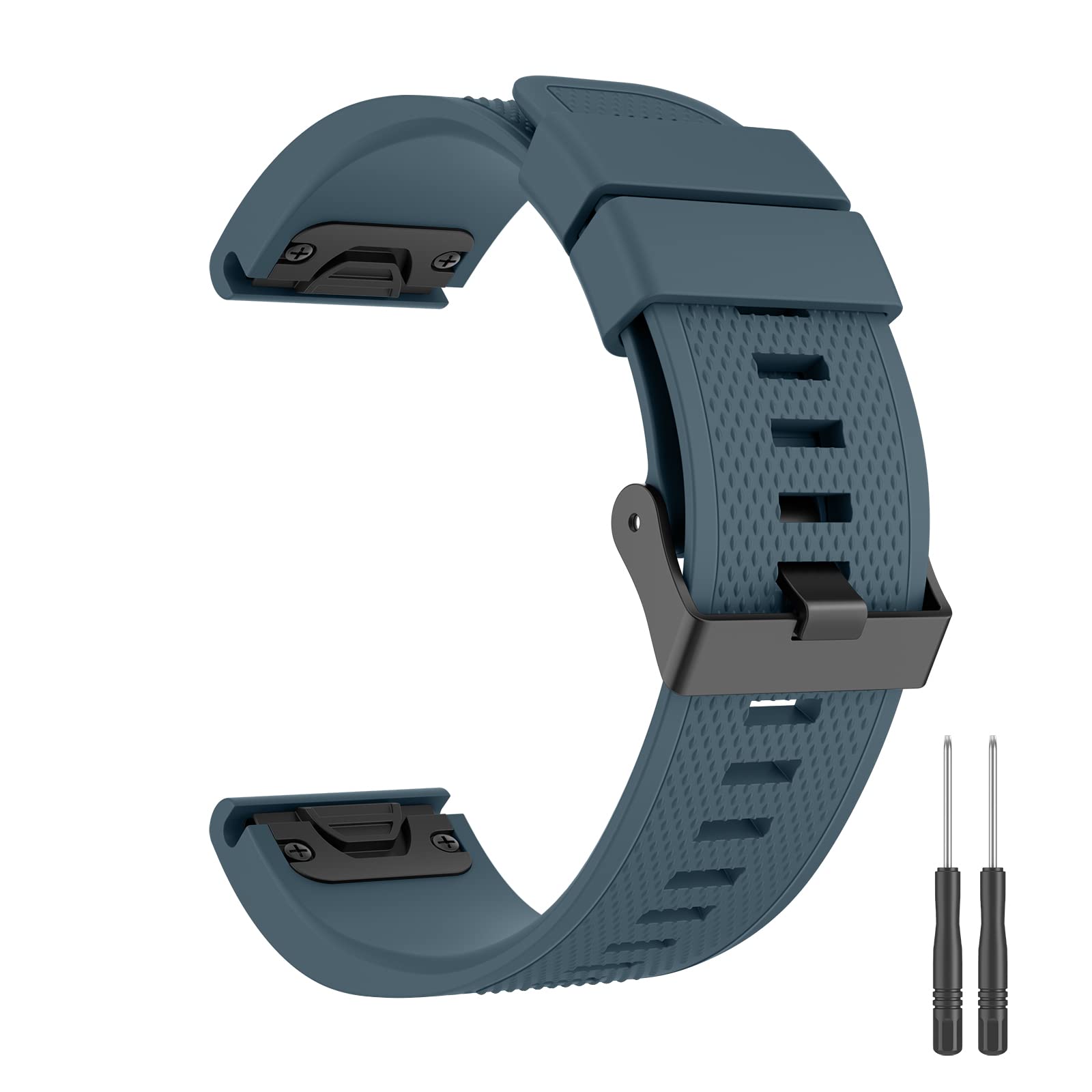 Zoye Quickfit 22mm Silicone Strap for Garmin Fenix 7/6/5 Series, Forerunner 945/935, Approach S60/S62, Quatix 6, Slate, 22mm