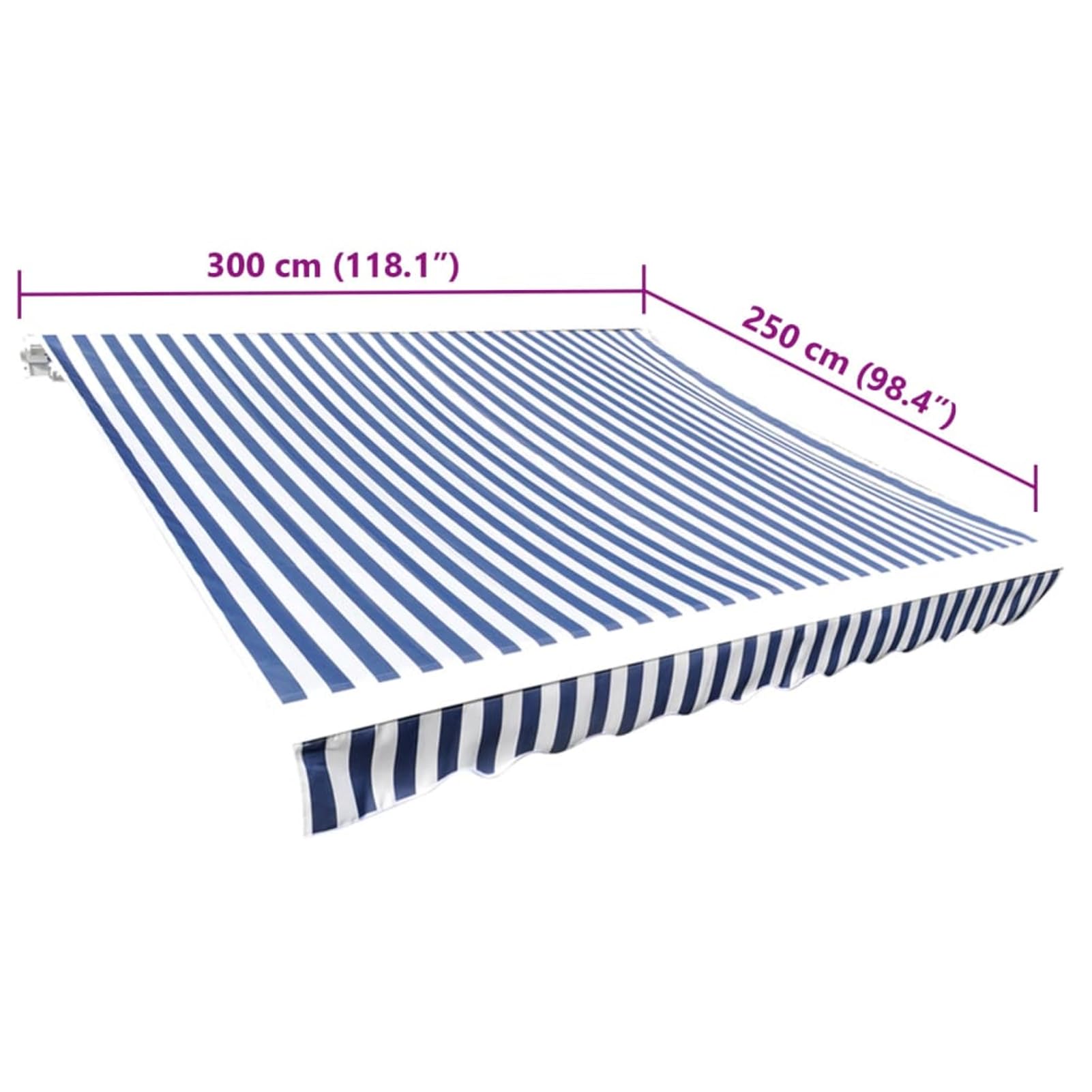 TidyardLona para toldo Lona Azul y Blanca 3 x 2,5 m (sin Marco)