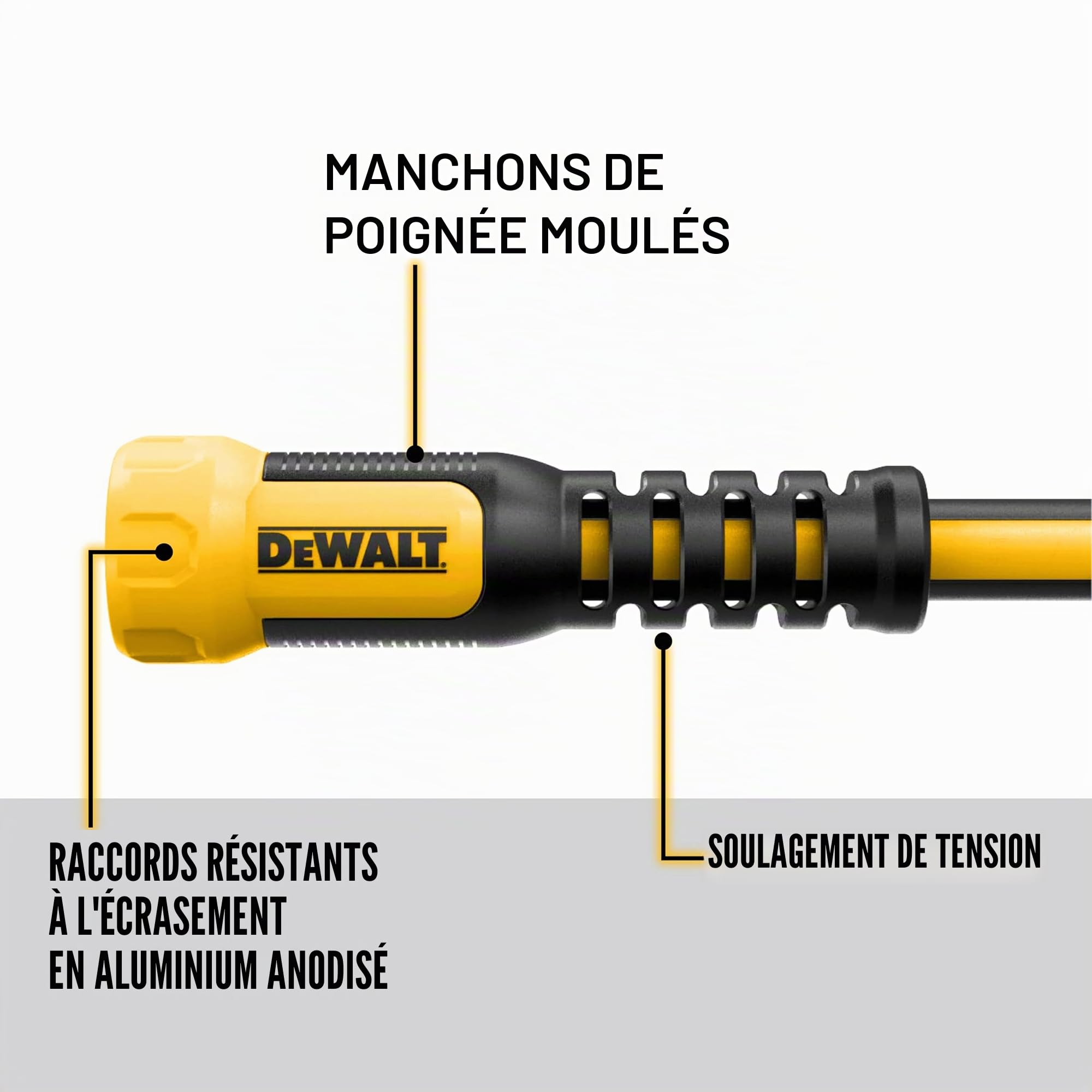 DEWALT DCMH3285 Tuyau d'arrosage robuste de qualité professionnelle 15,2 m x 1,6 cm pour jardin, jaune, noir