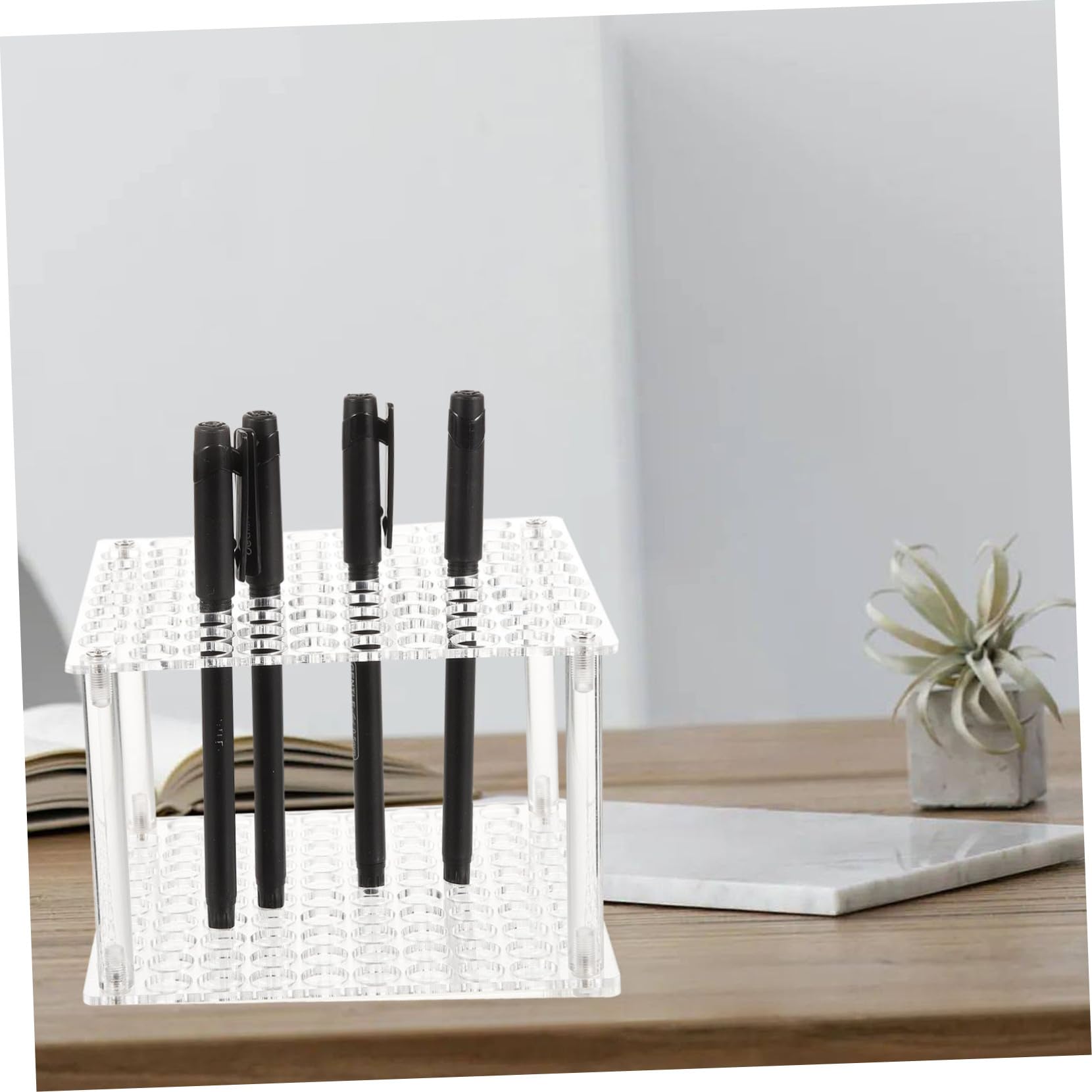 4pezzi Portapenne Acrilico Trasparente Per Ufficio e Casa Organizer Per Pennelli e Matite Supporto Per Articoli Da Scrivania Design Elegante e Funzionale Per Studio e Atelier