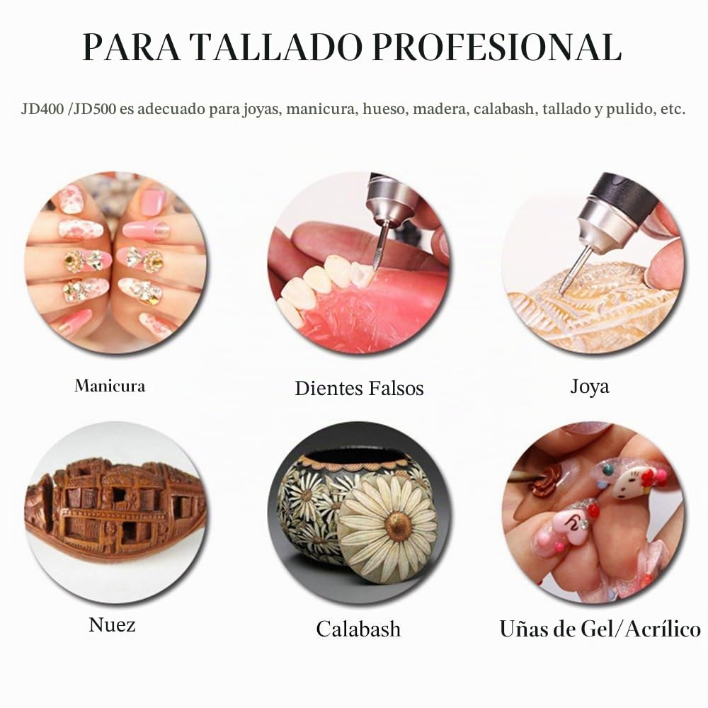 JSDA torno para uñas profesional 30000 rpm con pedal, potente, 4 fresas, baja vibración, bajo nivel de ruido, manicura y pedicura para quitar esmalte de uñas, gel y cutículas sin dañar las uñas, rosa