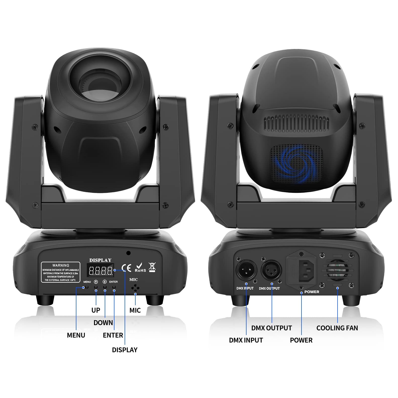 UKing 100 W Moving Heads reflektor LED DMX 512 RGBW efekt świetlny z efektem pryzmatycznym, 8 kolorów i 8 gobo, idealny dla DJ, dyskoteki, na imprezę, oświetlenie sceniczne