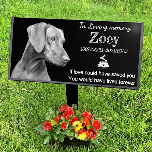 Memorial Stones Personalized Headstone for Pet Dog Cat Animal Outdoor Mini Memorial plaque Black Granite Memorial Garden Stone Gravestone Markers Dog Headstone Sympathy Gifts