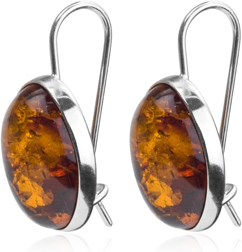 Ian and Valeri Co. Amber Sterling Silver Oval Large Earrings