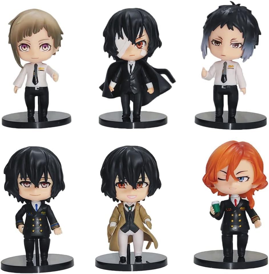 6 figuras de anime de 3.9 in Dazai Osamu Nakahara Chuuya Akutagawa Ryunosuke Figuras de acción Versión Q Colección de personajes Decoraciones