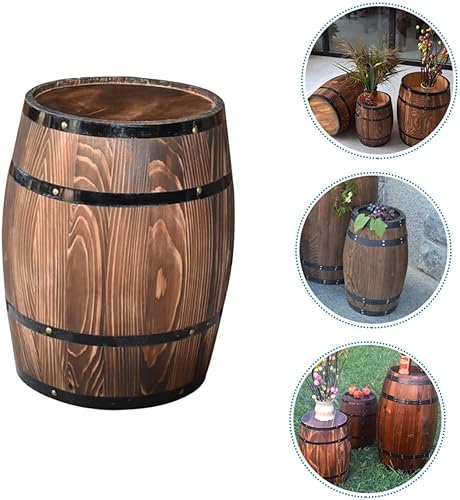 Miniatura 5 de FUNOMOCYA Accesorios de decoración de barril de roble, decoración de barril de whisky, maceta de madera, decoración antigua, barril, barril,