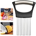 Stainless Steel Onion Slice Holder, Lemon Slicer Vegetable Cutter, Chopper Slicing Assistant Tool for Meat, Onion, Potato, Tomato Home Kitchen Tools (1 PCS)