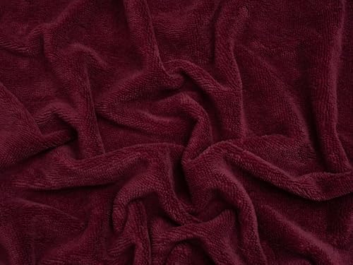 Minerva Core Range Bordeaux Bamboo Cotton Velvet Towelling Fabric for Dressmaking - 145cm Wide - per metre