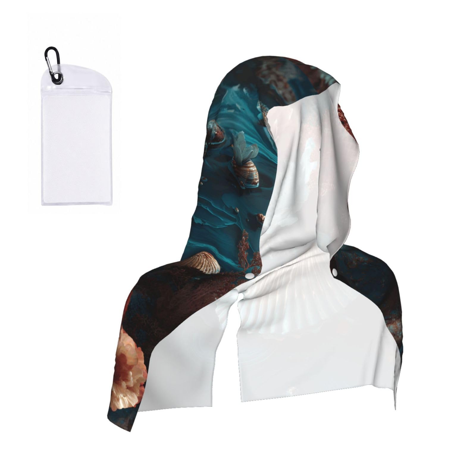 WXWJSHMGC Shells And Corals Print Cooling Hoodie Towel, Cooling Towels For Neck And Face Sun Protection Instant Cool Hoodie(Sport/Camping/Work Out/Hot Weather)