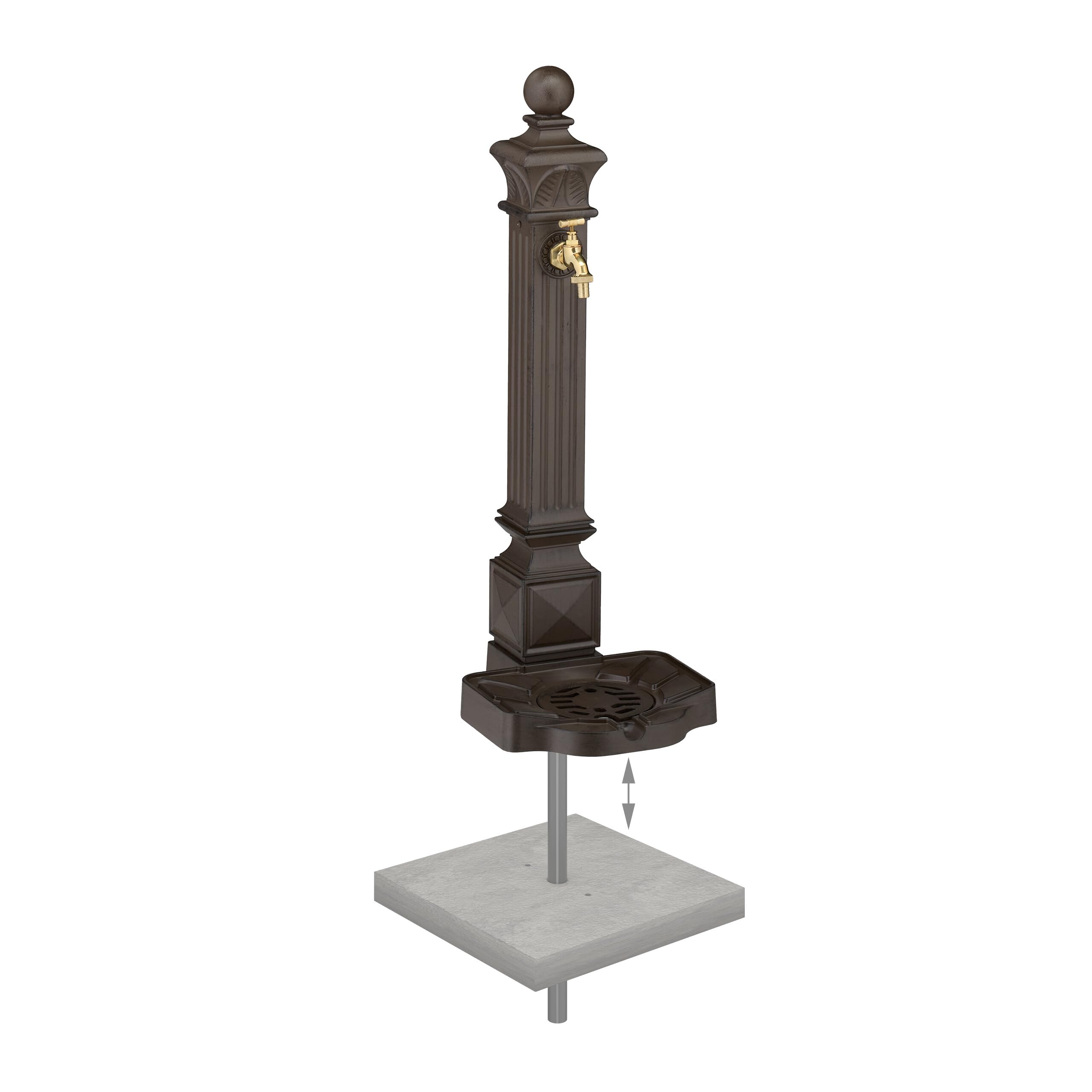 Relaxdays Fontaine extérieure de Jardin, avec Robinet et bac, HxLxP : 82 x 29 x 33 cm, Aussi pour la terrasse, Marron