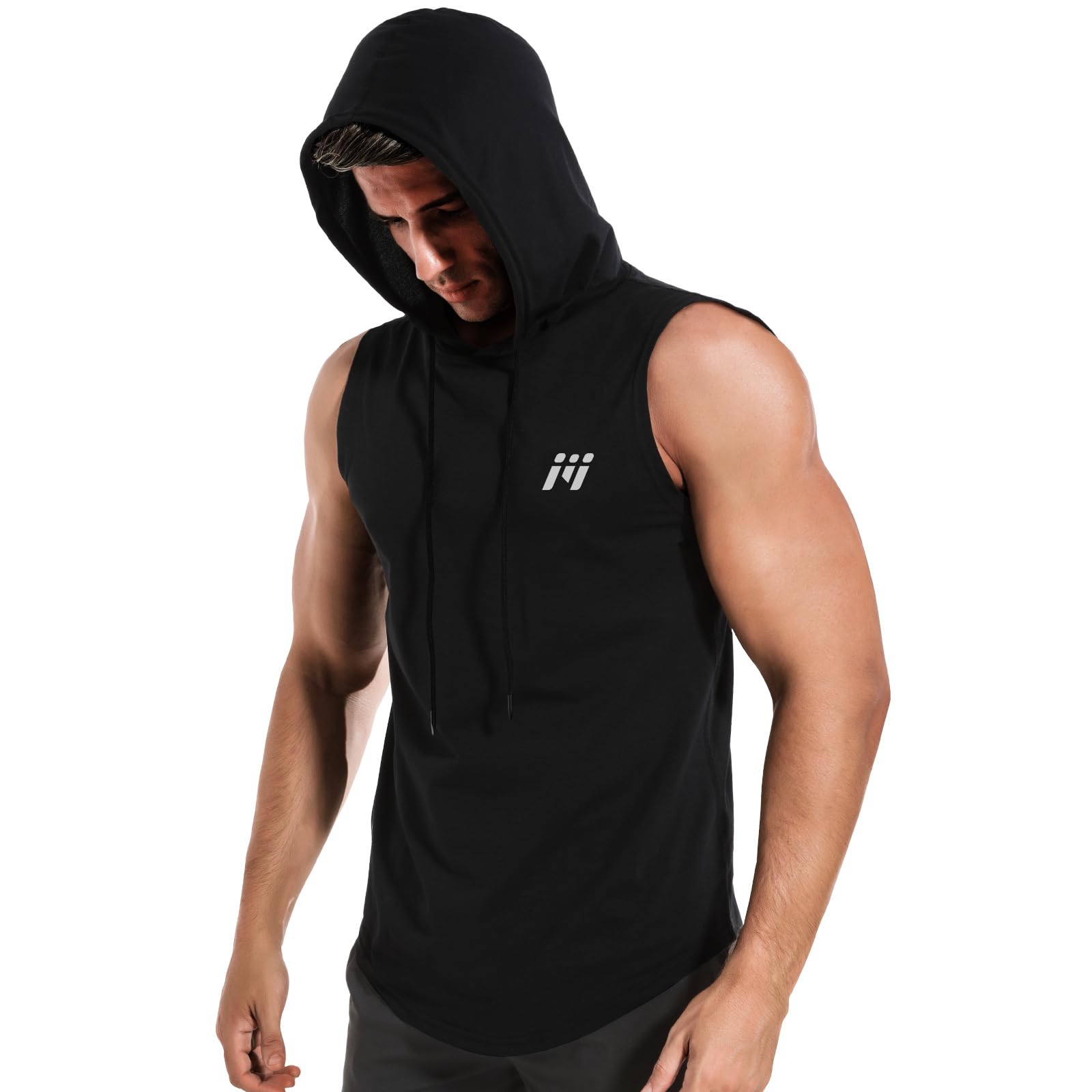 MEETWEE Herren Tank Top, Sportshirt mit Kapuze Ärmelloses/Langarm Muskelshirts Fitness Sleeveless Shirt Atmungsaktiv Laufshirt Achselshirts Hoodie für Gym Running Training
