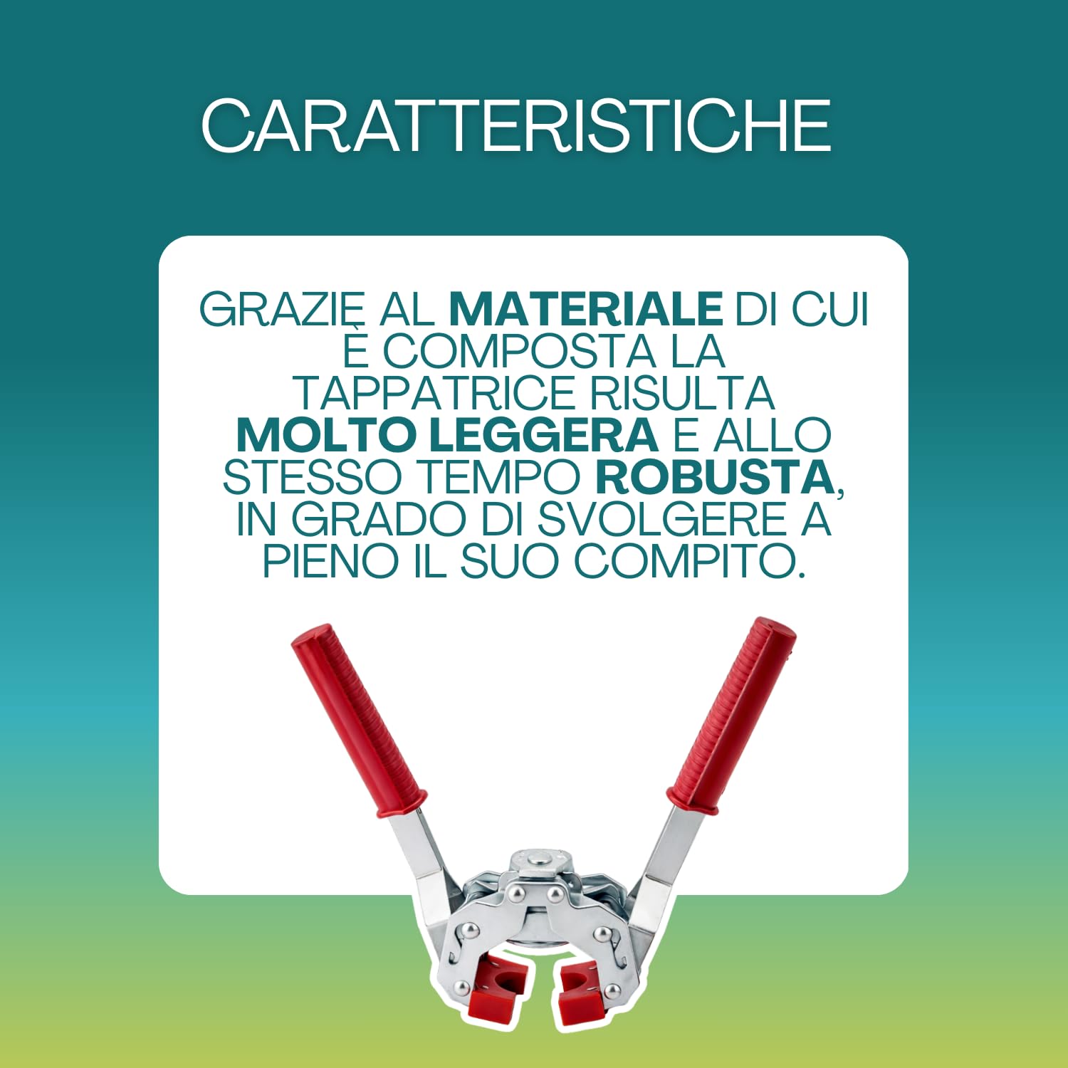 VIRSUS Tappatrice Manuale in Ferro a 2 Leve ETER130, Capsulatrice con Guarnizione in Nylon per Tappi a Corona Ø 26 mm Bottiglie Vino Birra + 100 Tappi a Corona Diametro 26 mm