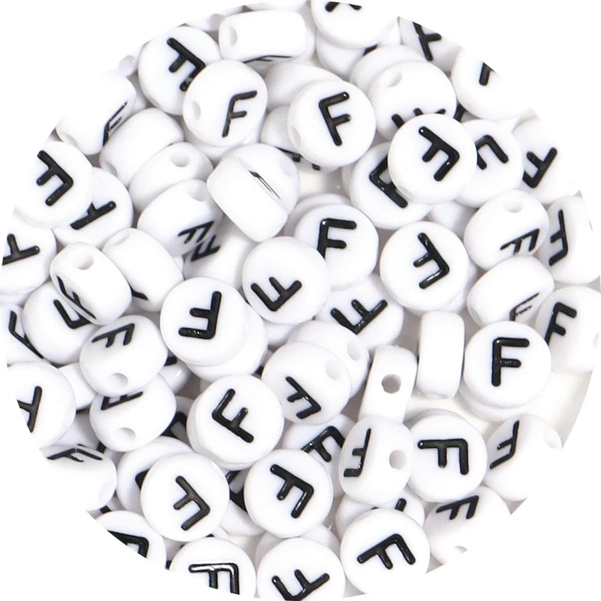 HUIOYG 100pcs/Lot Alphabet Beads Flat Round Letter Acrylic for Jewelry Making