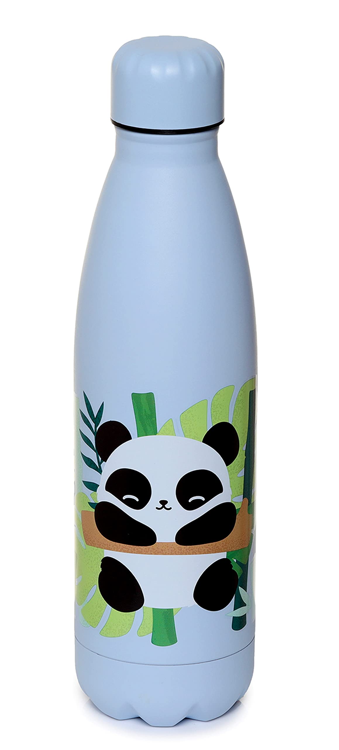 Puckator Reusable Pandarama Panda Insulated Hot & Cold Drinks Bottle, Leakproof Thermal Travel Flask, 500ml, Stainless Steel Double Walled, BPA Free PVC, Cool for 24 Hours & Warm for 12 Hours
