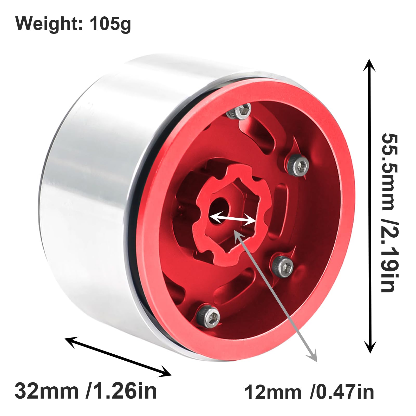 RcThjia 1.9 Metal Beadlock Wheels for 1/10 RC Crawler/Trail Truck, Compatible with Axial SCX10/Capra/TRX-4 - Image 2