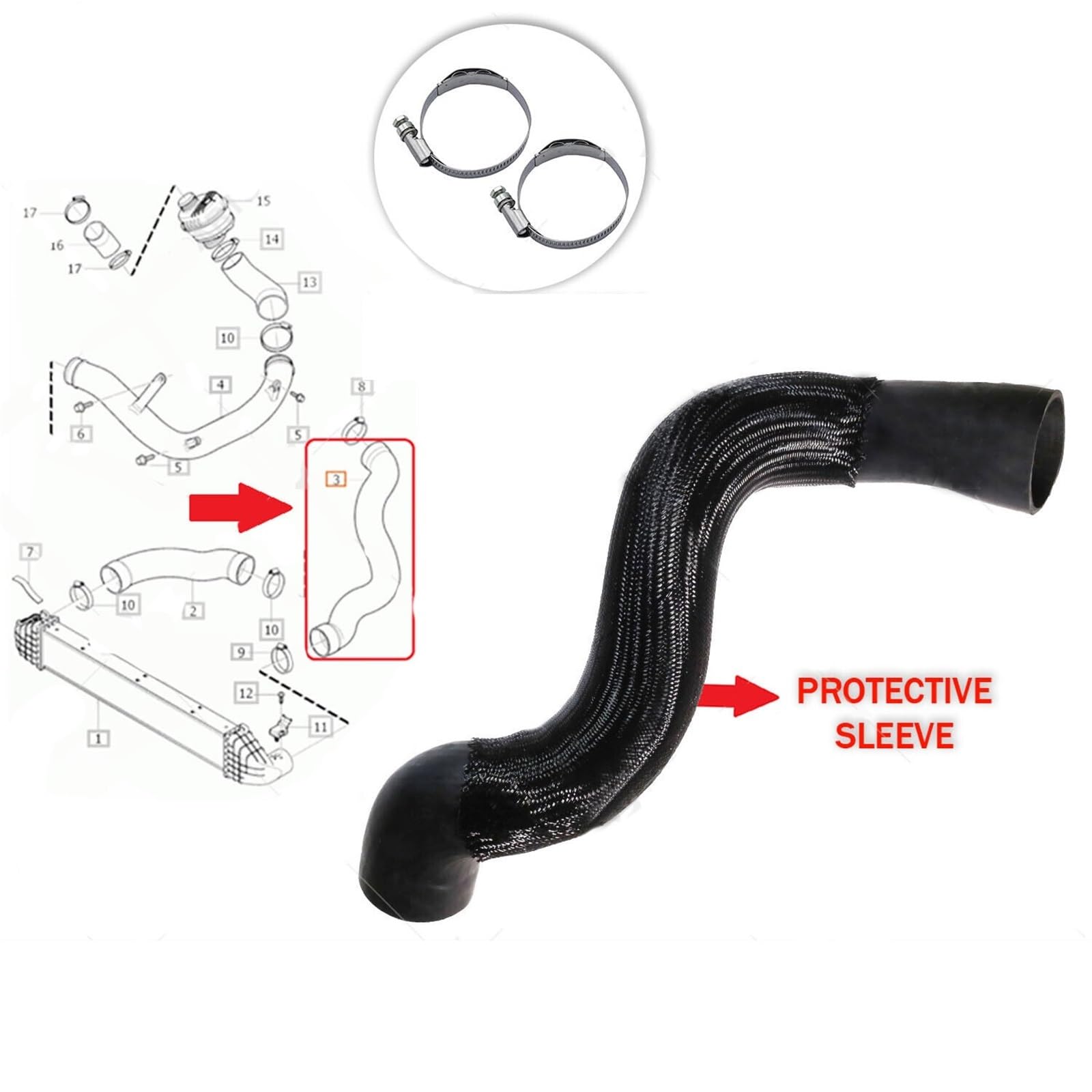 Pasuje do VOLVO V60 S60 XC60 V70 S80 XC70 30741795 Czarny wąż turbosprężarki 1 zestaw wąż turbosprężarki chłodnicy międzystopniowej Pressure Sensor Hose