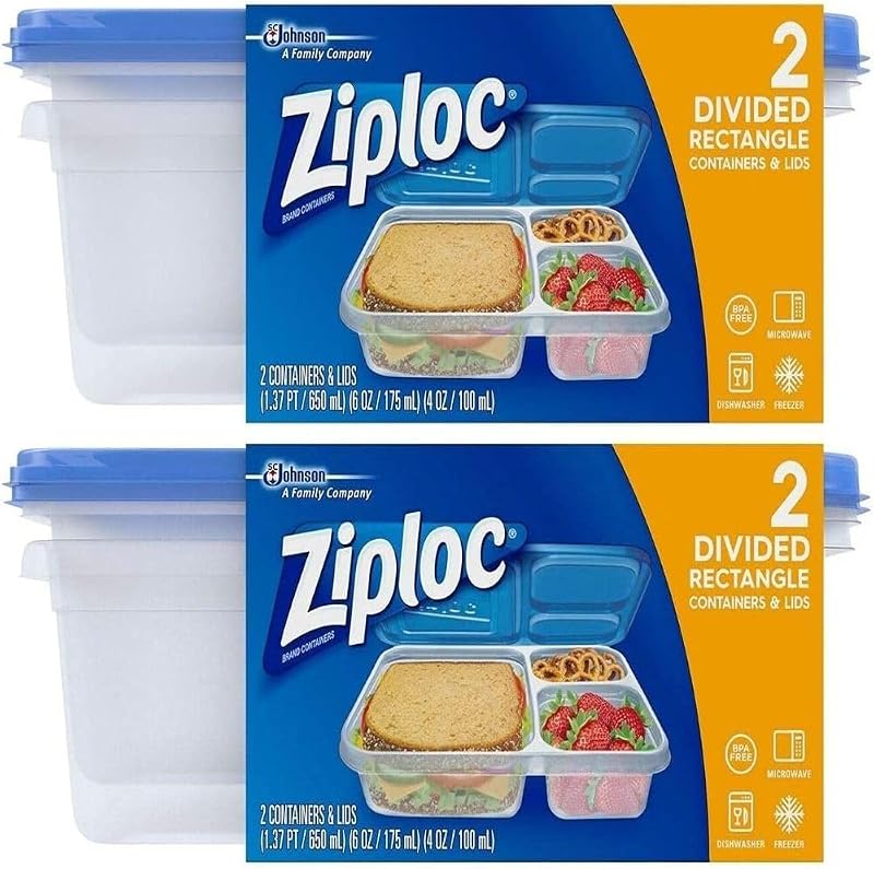 Ziploc Divided Rectangle (Pack Of 2) - PACK OF 2