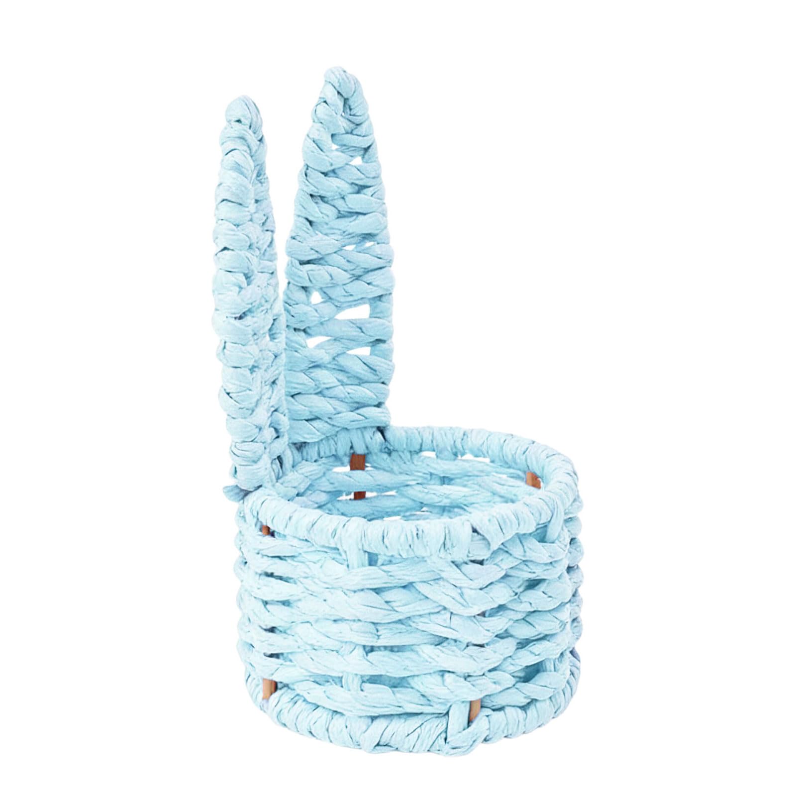 NVOQILIN Hand Woven Miniature Easter Basket with Rabbits Ears for Candy Eggs Storage Home Decoration and Organization Tool Rabbits Ears Basket