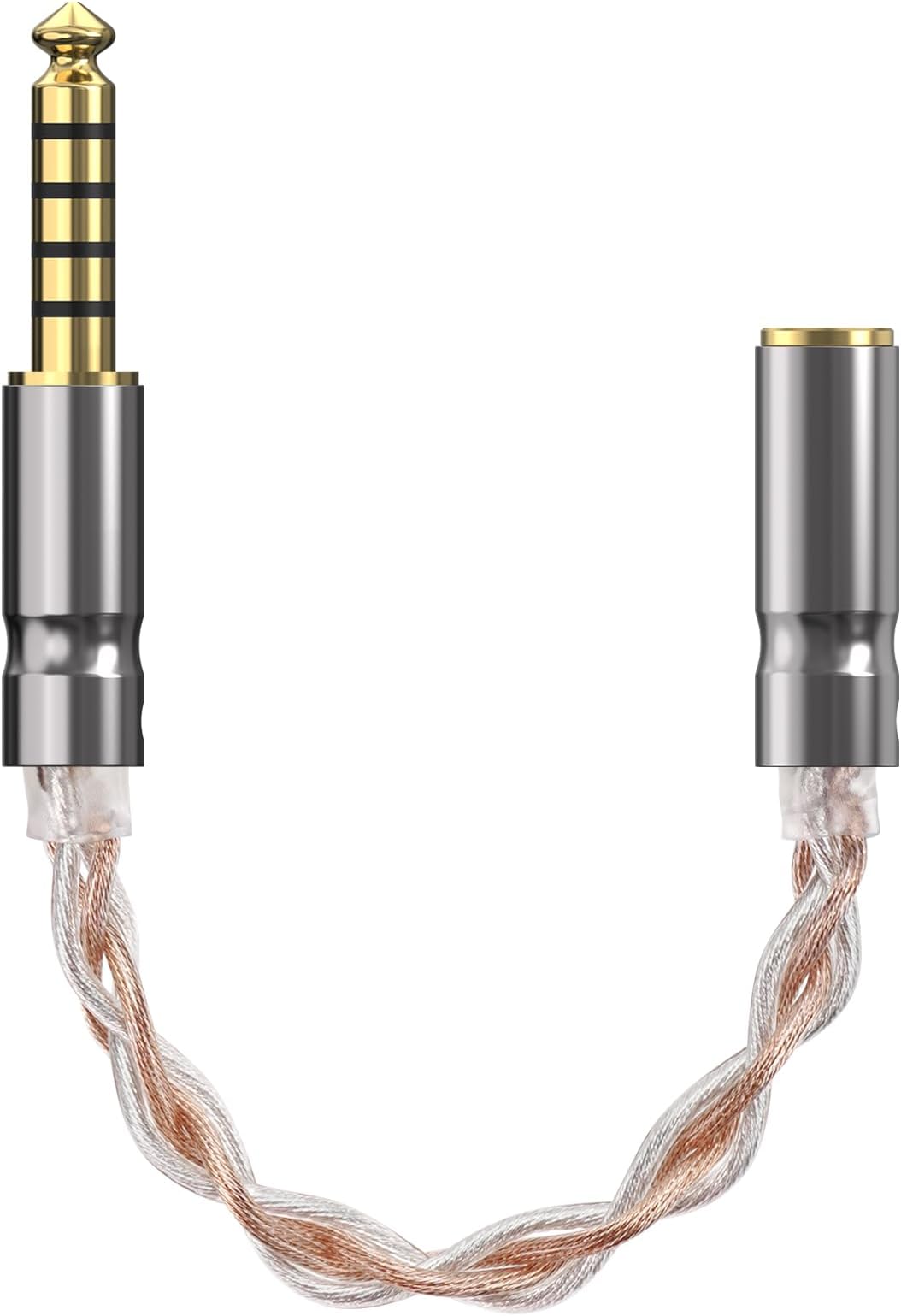 GEEKRIA 4.4mm Balanced TRRRS to TRRS 3.5mm Balanced Adapter, Silver-Plated Copper, Headphone Upgrade (0.5ft)