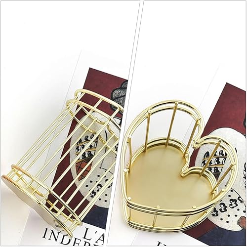 Miniatura 10 de iplusmile Soporte de pluma de corazón de hierro para escritorio, soporte para brochas de maquillaje, soporte para cosméticos, cubo de cosméticos,