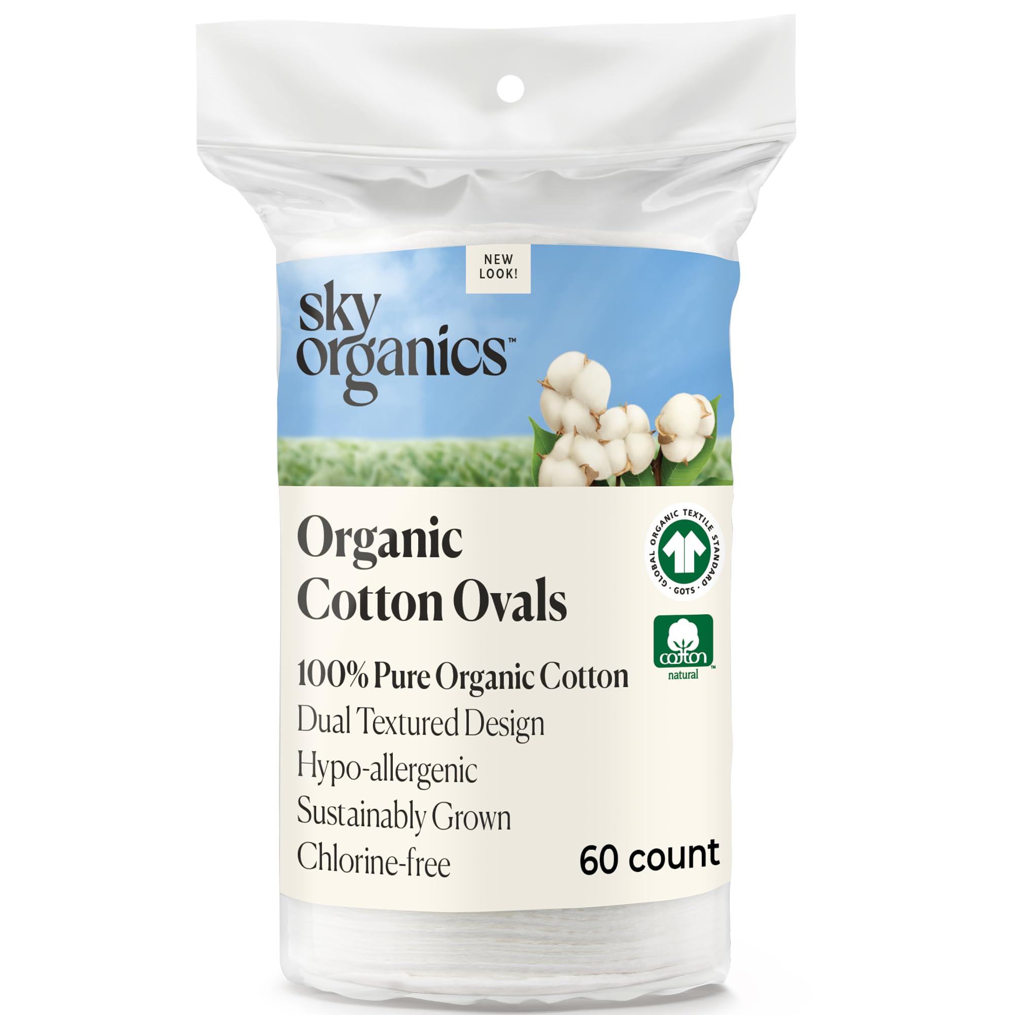 Sky Organics Organic Premium Cotton Large Pads - cotton balls and swabs | Mubboo