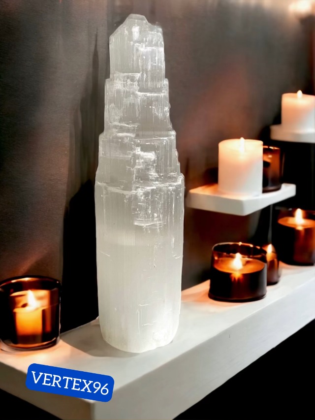 Natural Selenite Tower Lamp For Meditation Spiritual Energy