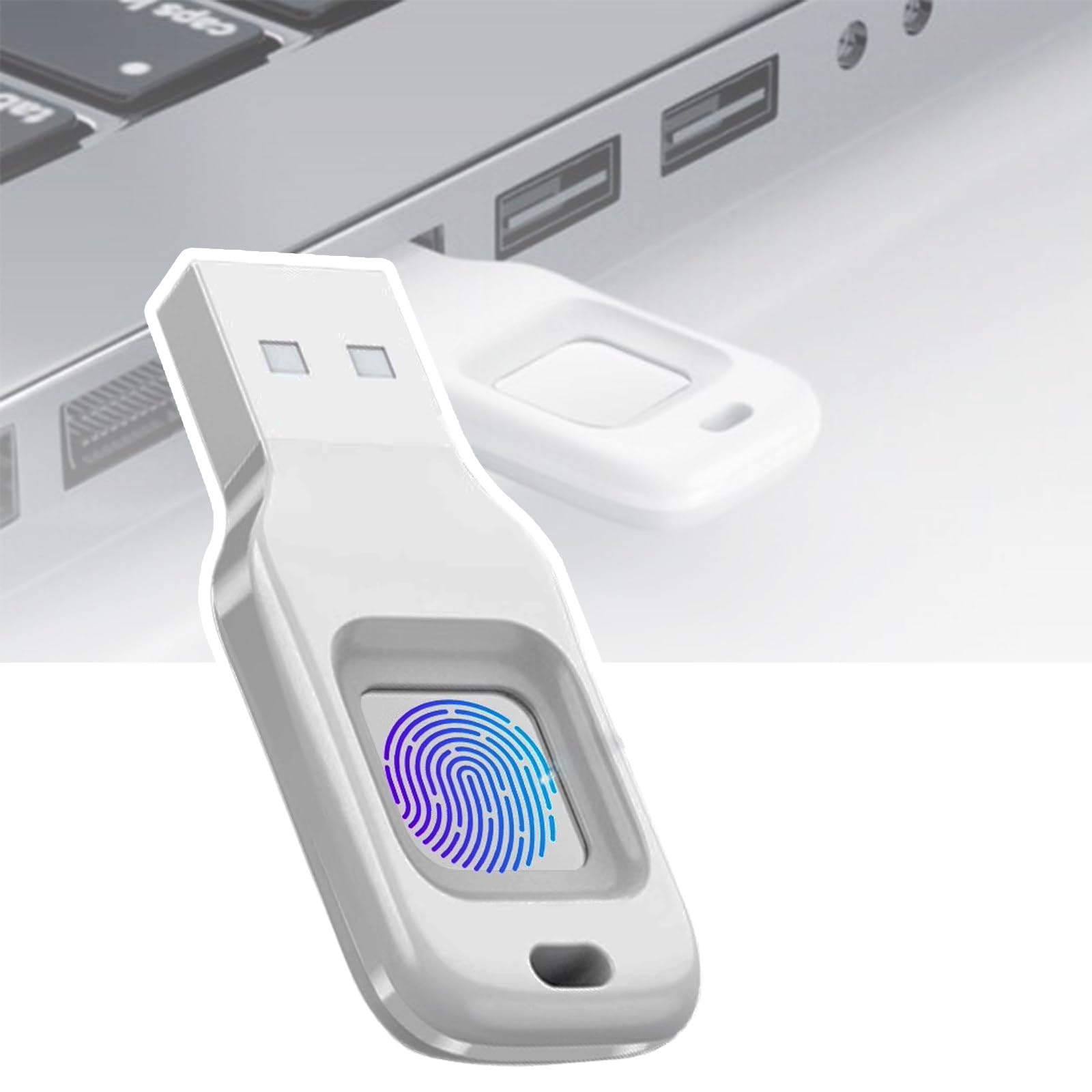 Unidad flash USB de desbloqueo de huellas dactilares, protección de contraseña de seguridad, disco USB, unidad cifrada, barra de almacenamiento cifrada para Android/PC (4,73 x 1,83 x 0,63 cm), plata +