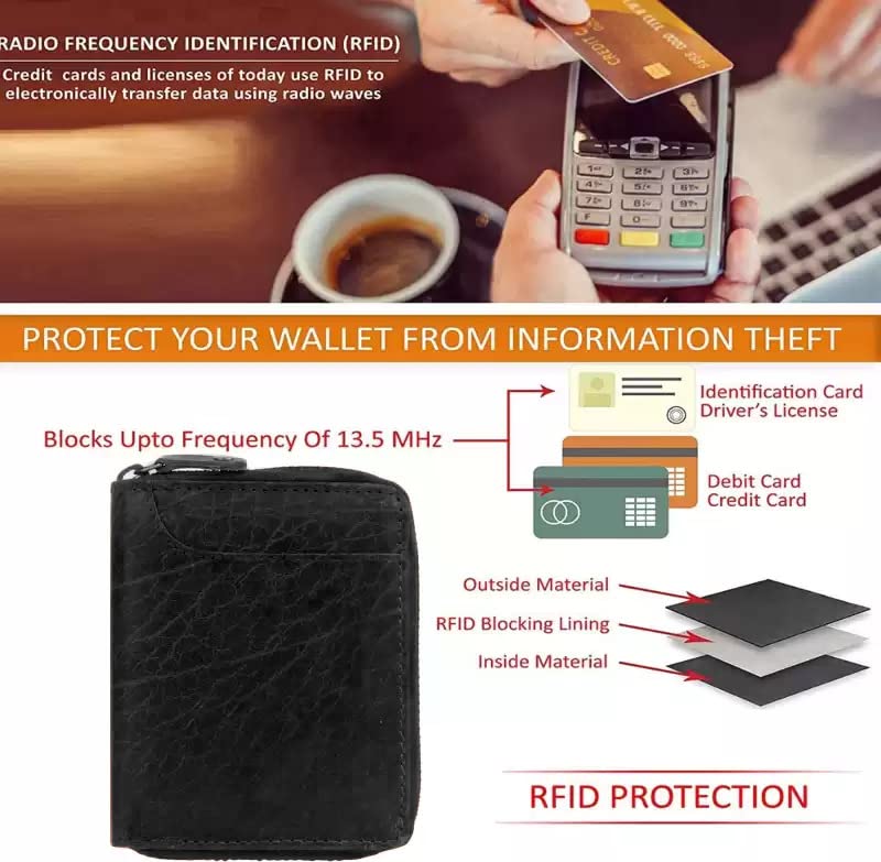 Image of MAESTRA Unisex Multi Pockets RFID Scan Protection ID Credit Card Holder Hard Case Travel Wallet Purse Organizer (Coal Black)