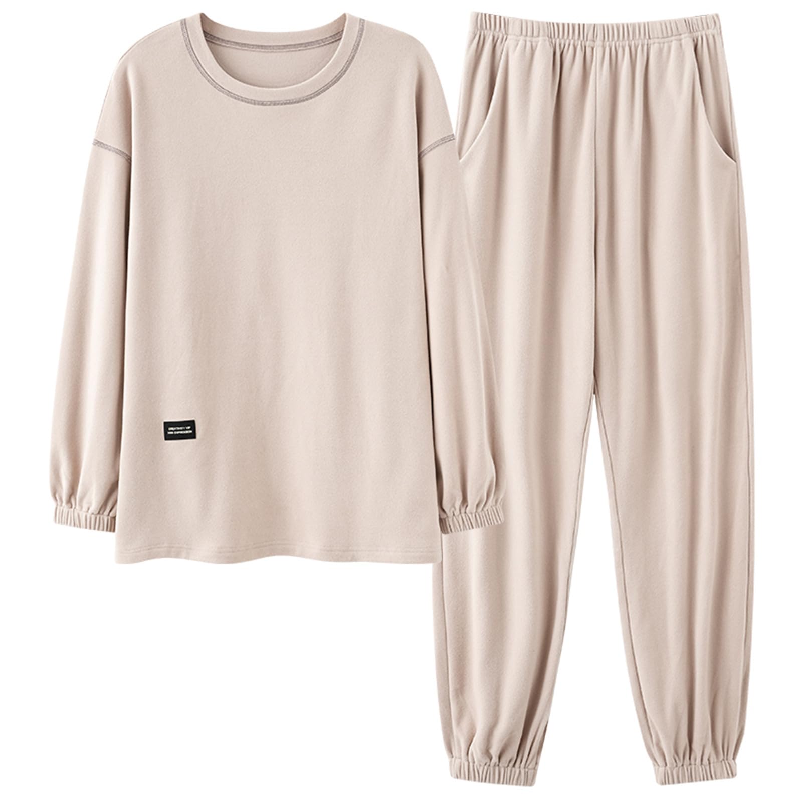 Pigiama Donna Set Pigiama da Donna A Maniche Lunghe - Autunno Inverno Caldo Girocollo Pullover Casual da Casa E Abbigliamento Esterno-d-m