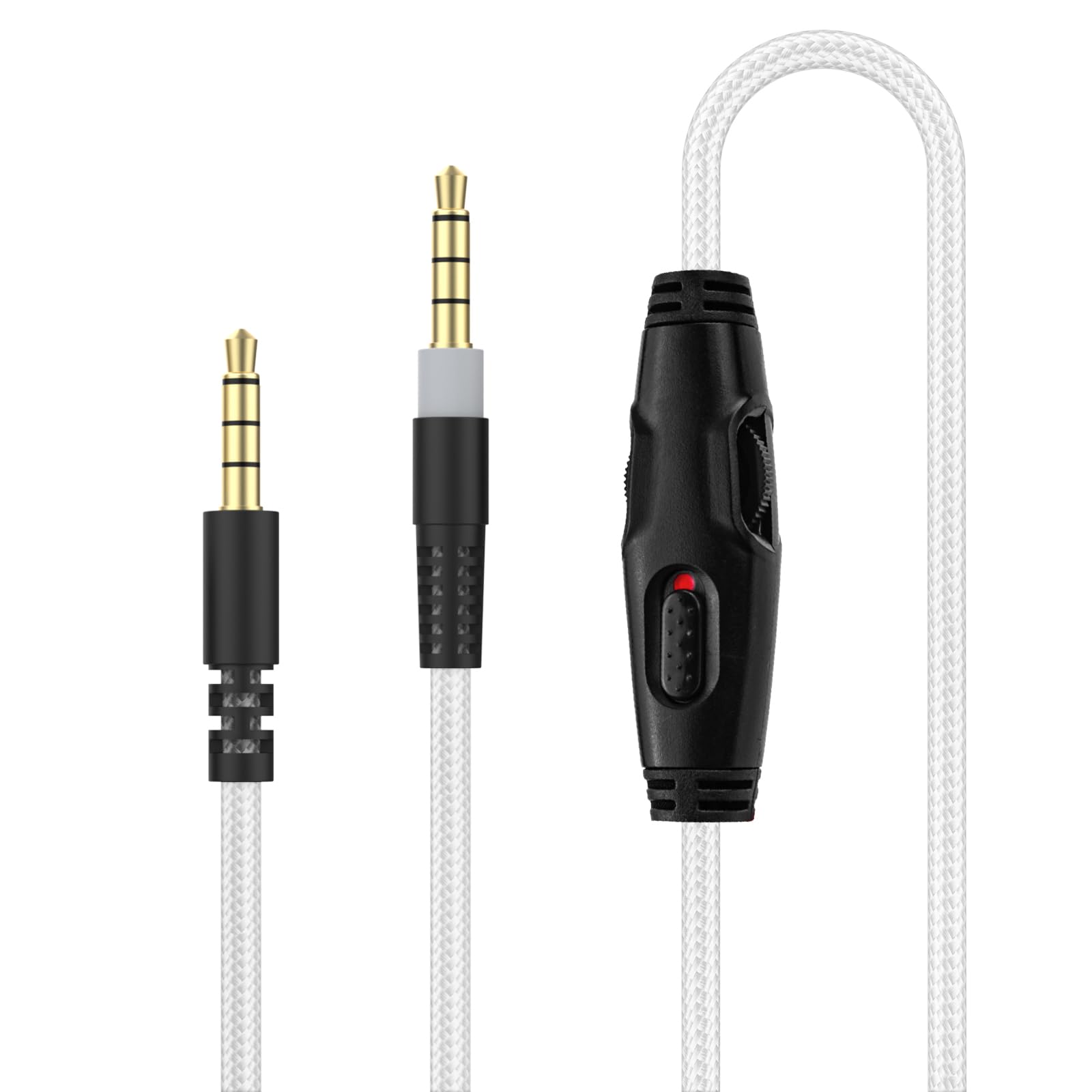 Cloud Alpha Replacement Cable Cord Compatible with HyperX Cloud Mix/Cloud Alpha S, Logitech G633 G933 Gaming Headsets, Headset Audio 3.5mm Cable with Mute & Volume Control (No Mic,White)