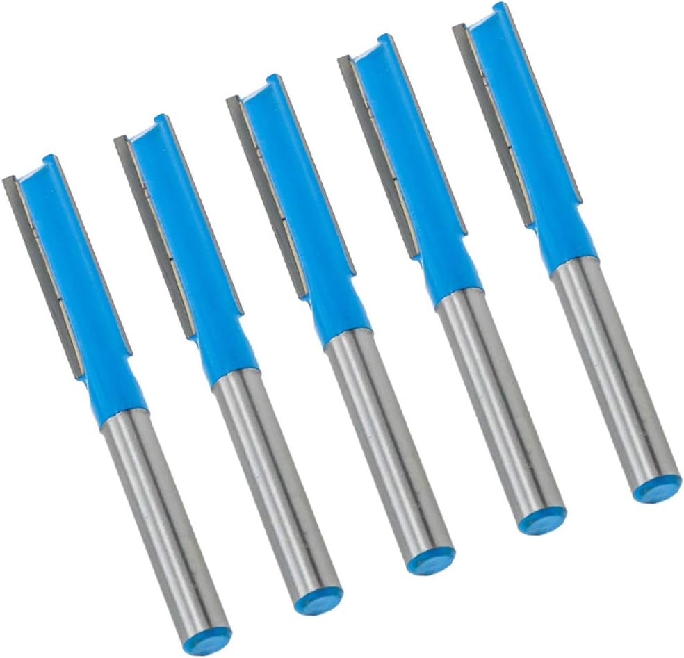 Rannb Straight Router Bit Double Flutes for Woodworking 1/4" Shank Dia 5/16" Cutting Dia - Pack of 5 : Everything Else