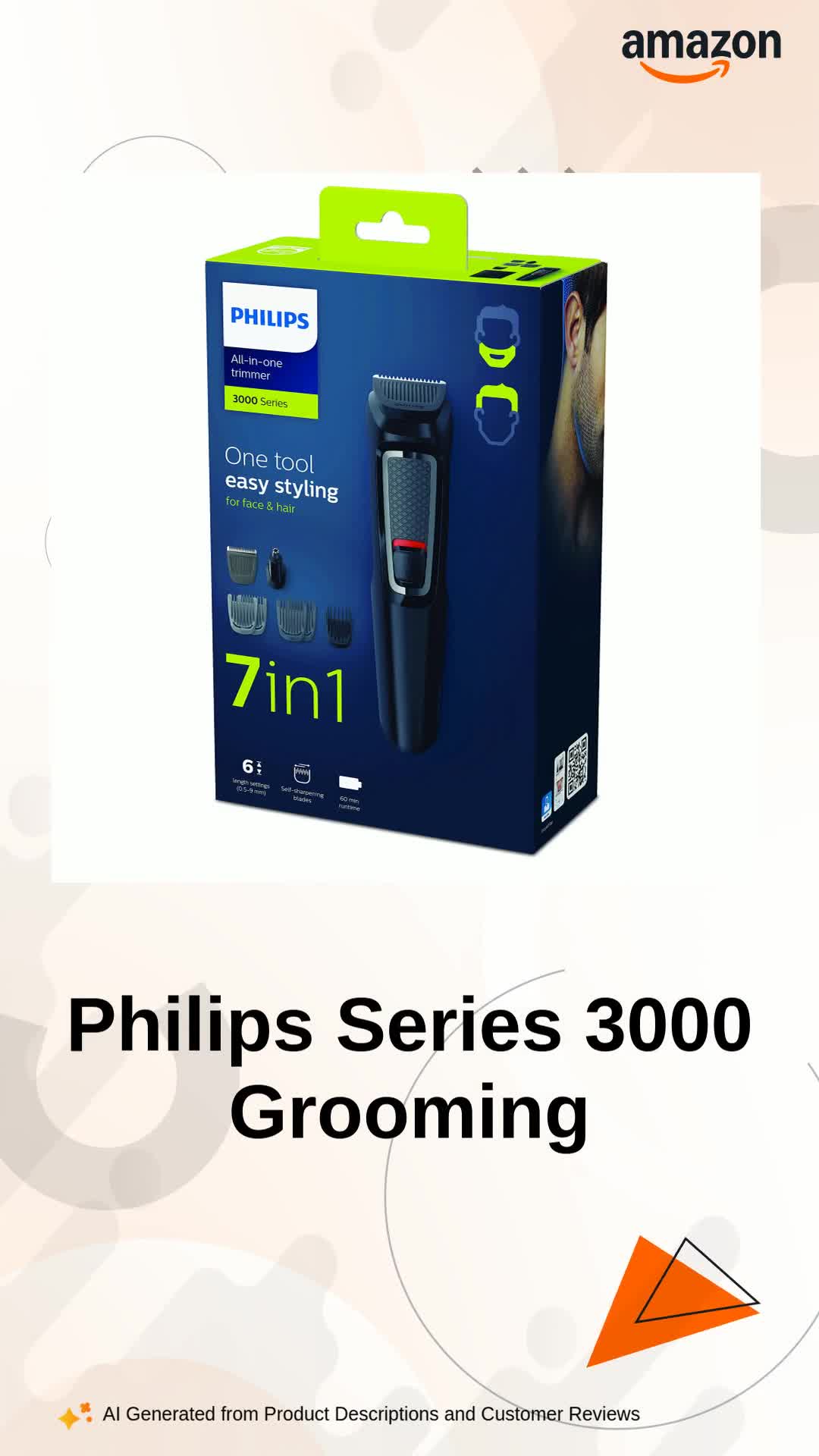 まみ【PHILIPS】 7個セットMASTERColour 70W/830 Philips Series 3000 7-in-1 Multi Grooming Kit for Beard & Hair