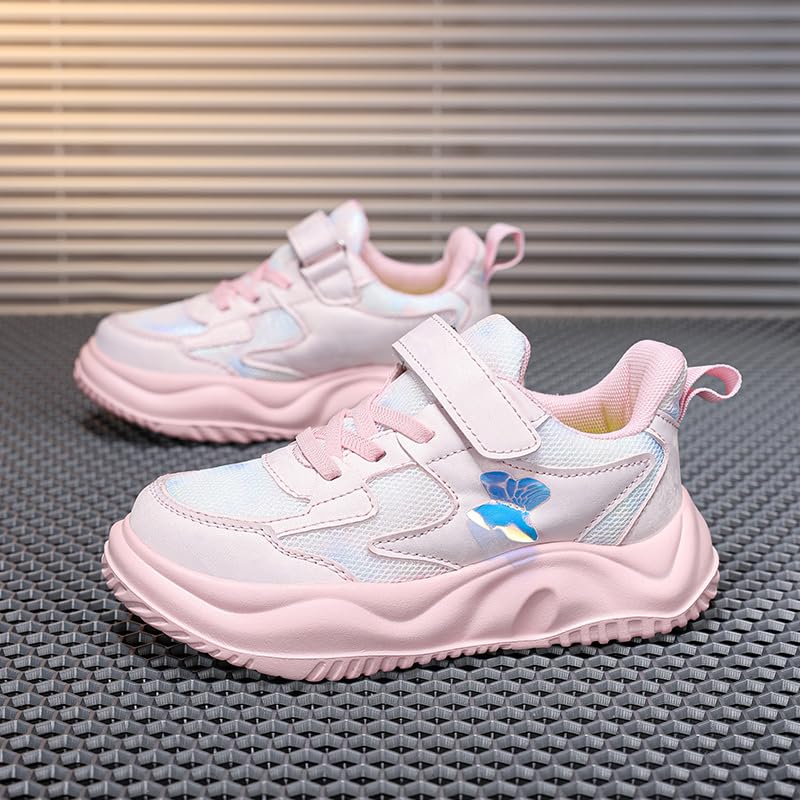 Kids Sneakers for Girls - Low-Top Sports Shoes with Elastic Band, PU Upper & Fabric Insole - Solid Color All-Season Footwear for Running, Hiking, Casual Outdoor Activities Round Toe EVA Sole Sneakers3