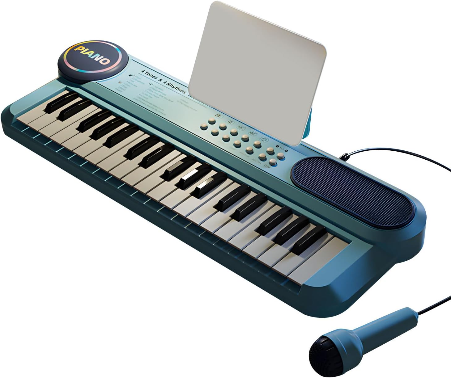 Music Learning 37 Keys Electronic Keyboard with Microphone 5 Instrument Voices and Rhythm Modes for Preschooler Music Learning Keyboard Toy