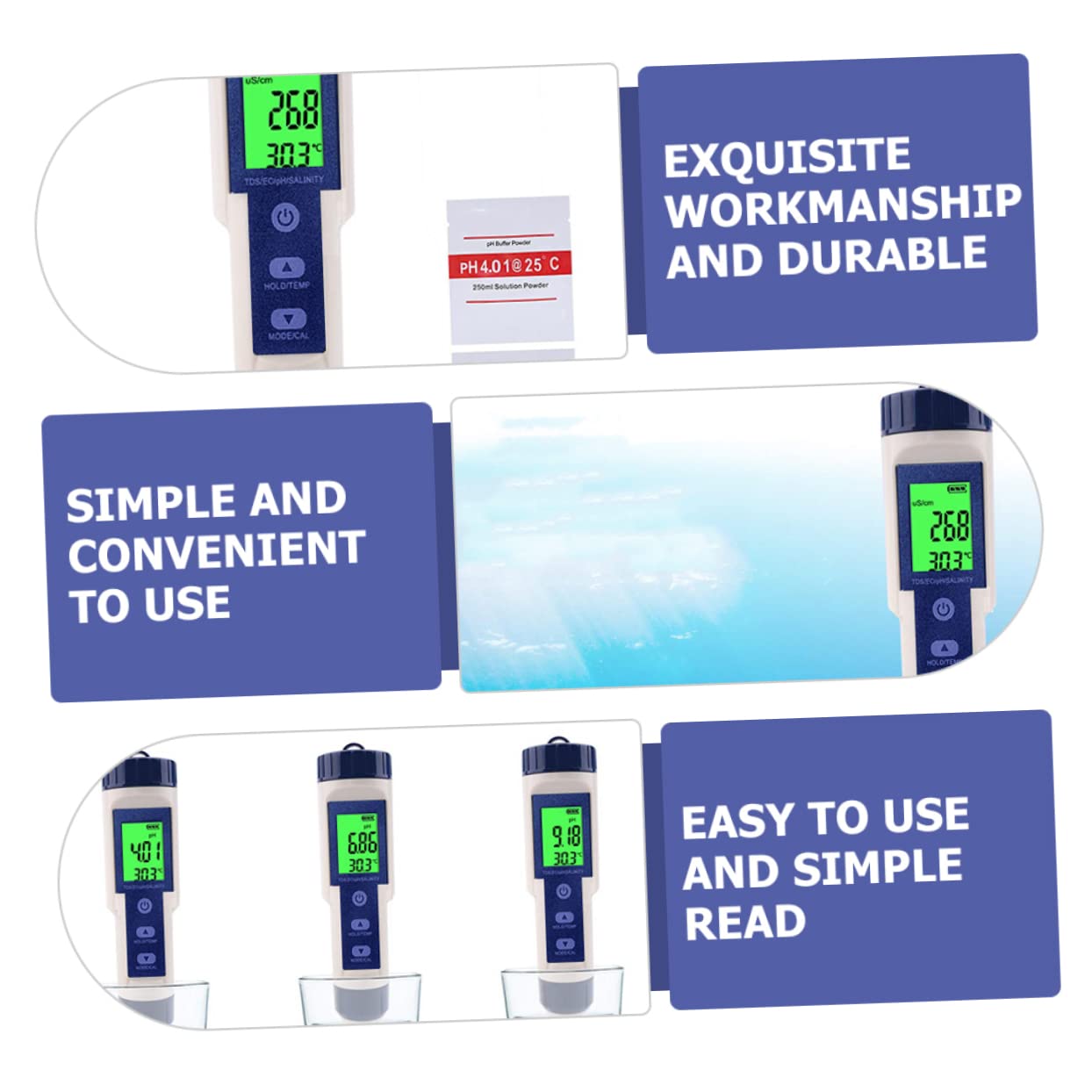 Generico Metro Sale Marino Kit per Il Test dell'Acqua della Piscina Fish Tank Portatile Tester Digitale Acquario Portatile Piscina Rifrattometro Digitale Tester e Misuratore