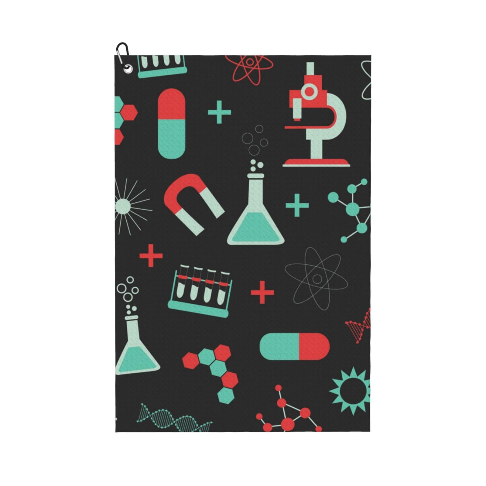 Hnnkloy Green Chemistry And Science Patterns, 16x24 in Portable Waffle Golf Towels with Carabiner Clip for Golf Bag