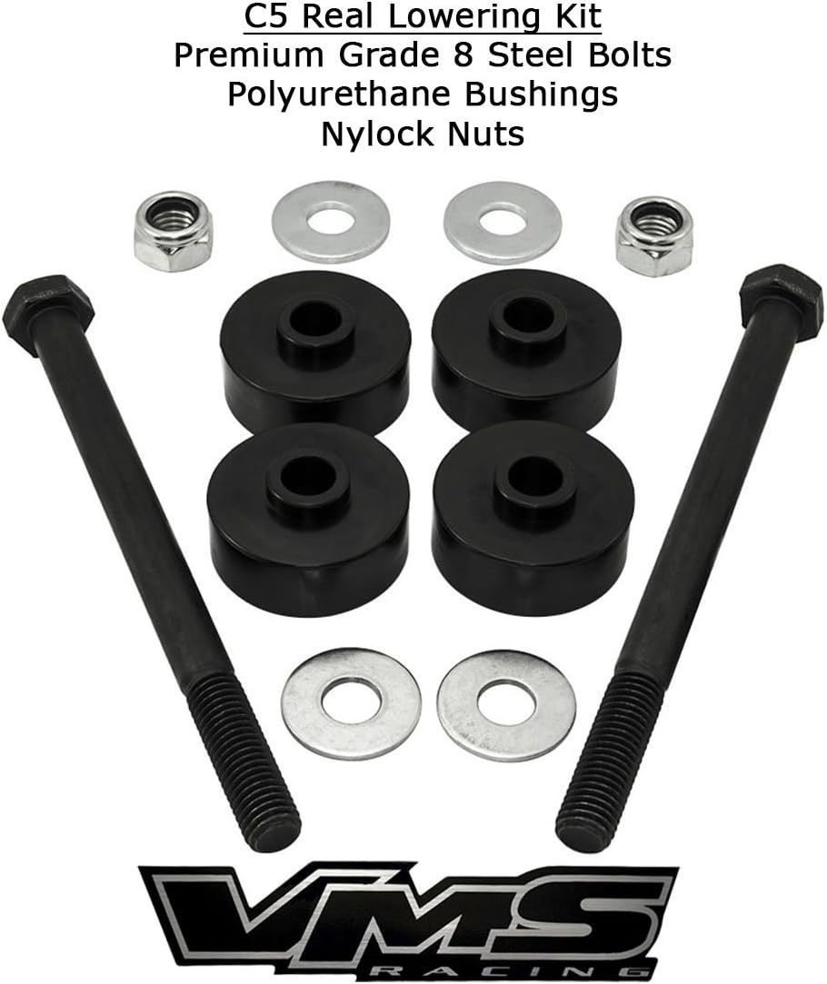 VMS RACING REAR LOWERING KIT Bolts and Bushings Compatible with Chevy Chevrolet Corvette C5 97-04 1997-2004 Complete Rear Set