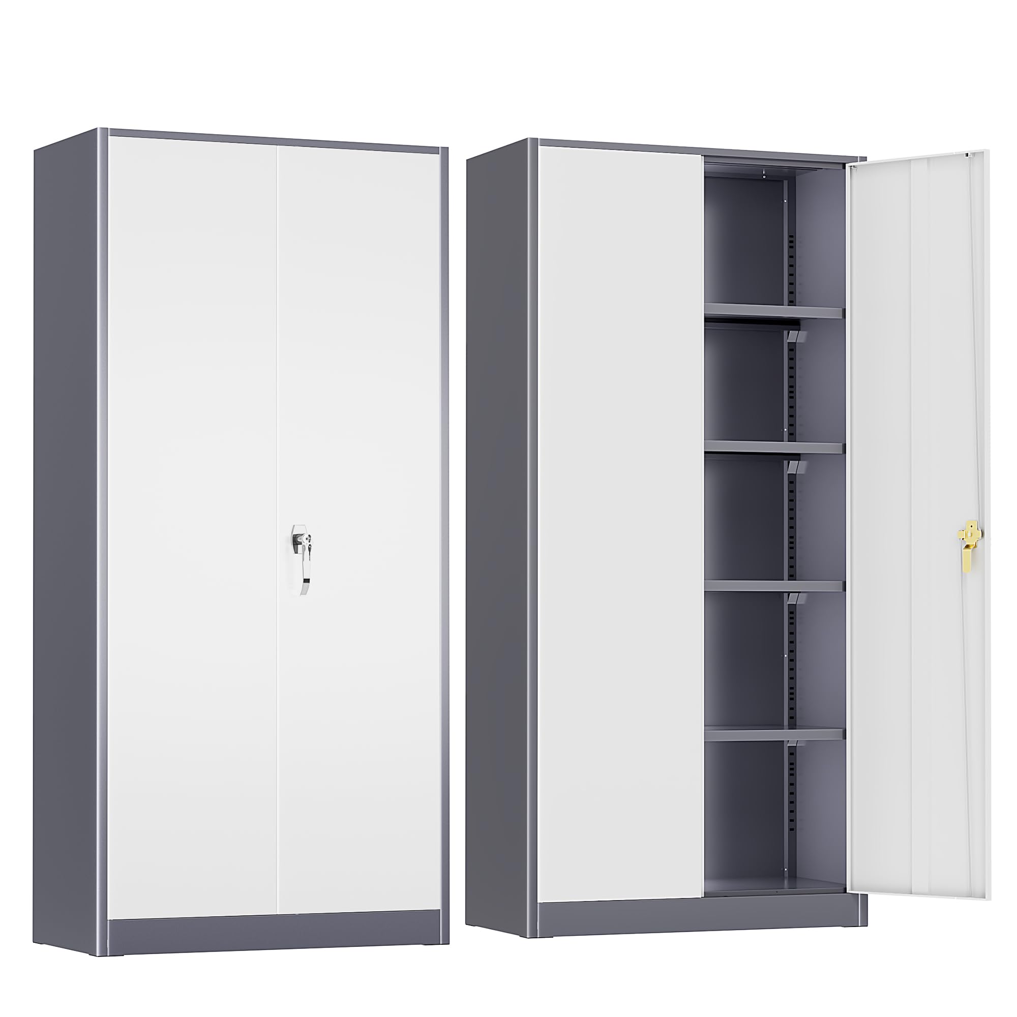 Crownland 72" Lockable Metal Storage Cabinet, Garage Storage Cabinets, High Office Cabinet with Adjustable Shelves for Garage, Home Office,Pantry,