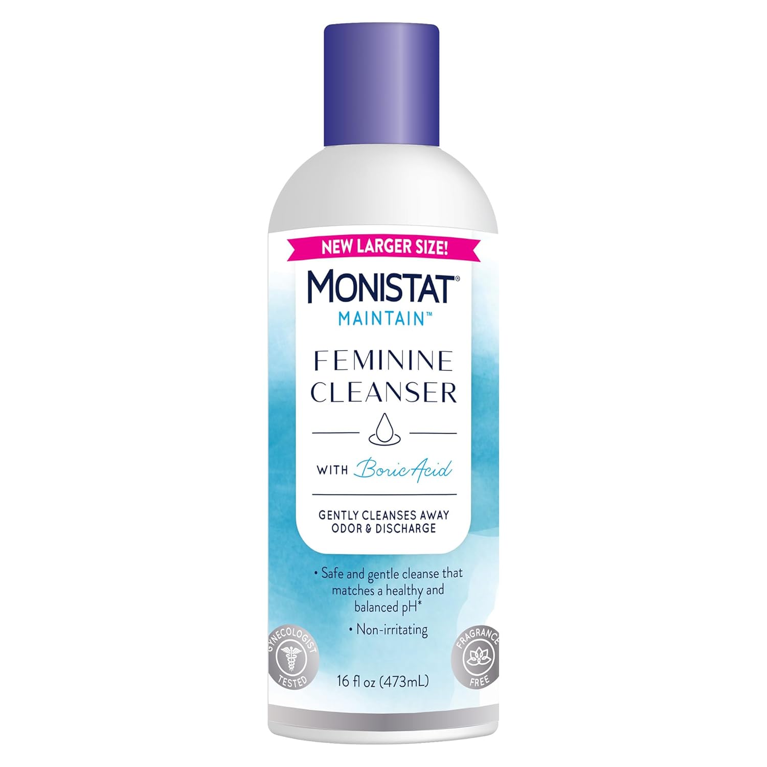Monistat Boric Acid Feminine Cleanser, Fragrance Free Feminine Wash, 16 Fl Oz, 1