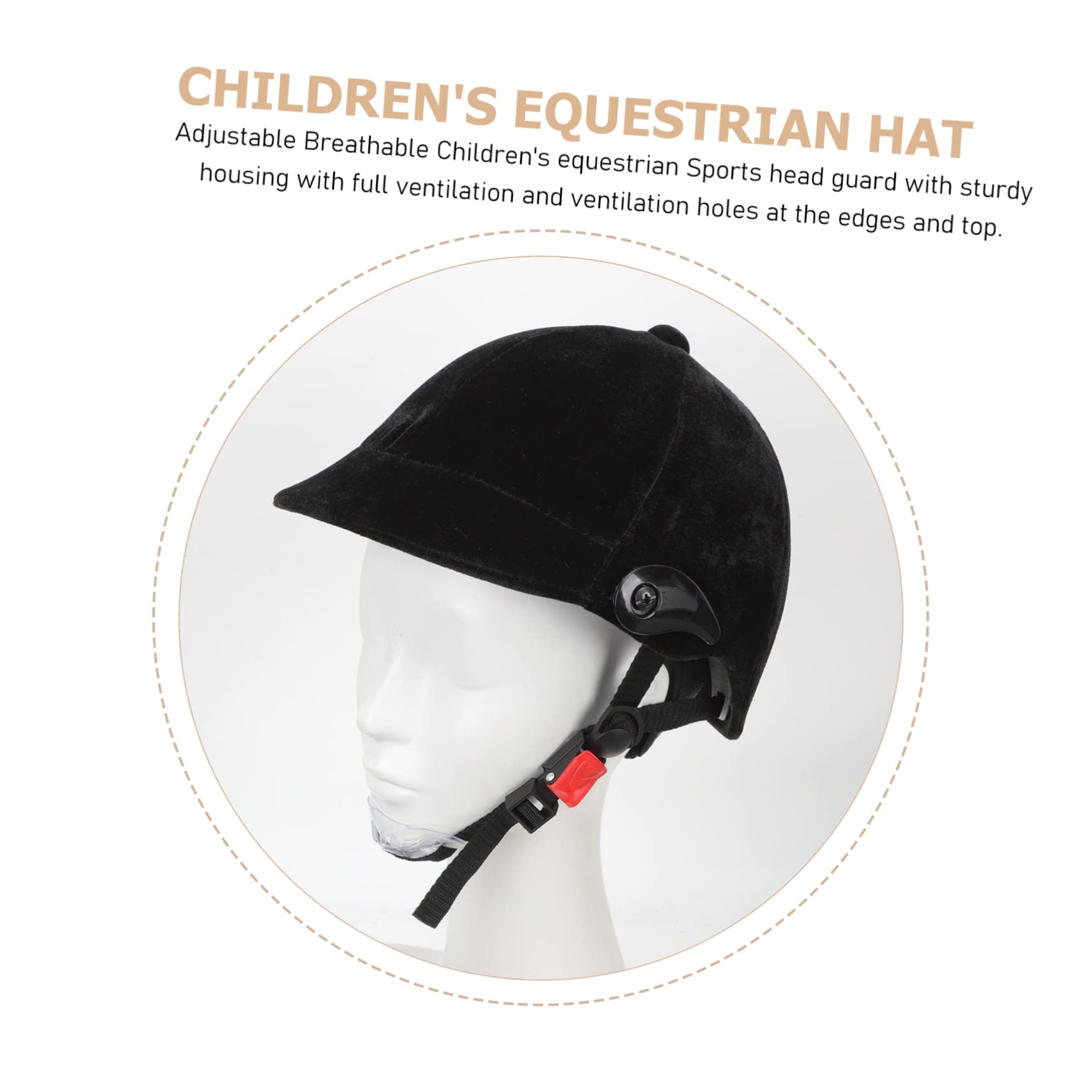 Casco Equitazione per Ragazzi Nero in Polipropilene, Regolabile | Ventilazione Completa, Imbottitura Interna Removibile, Cinturino Mentoniera Regolabile, Protezioni Auricolari Estraibili