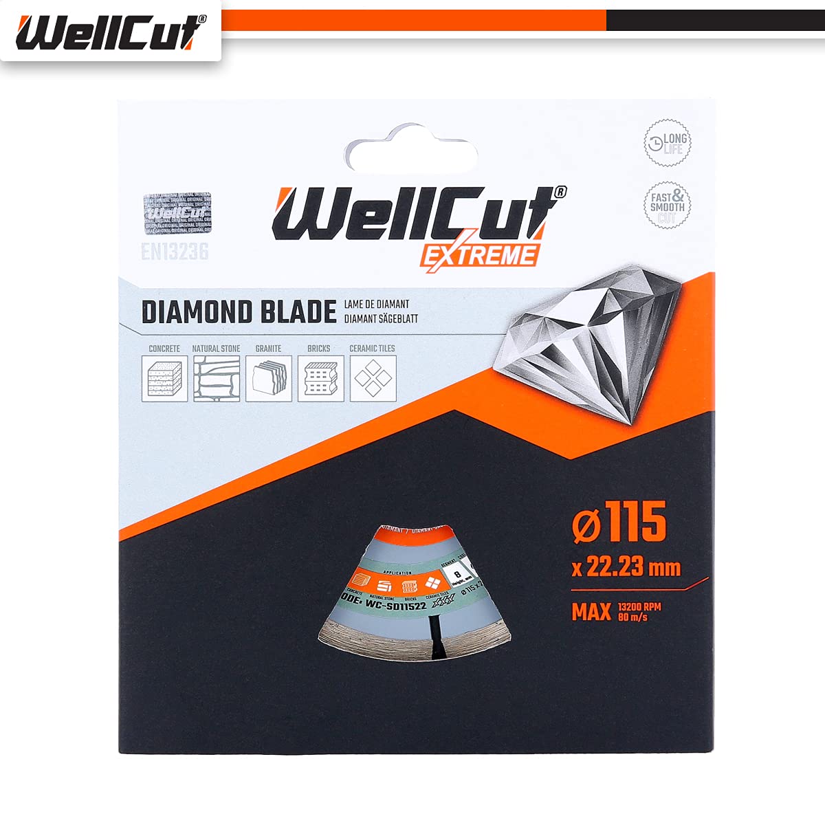 WELLCUT WC-SD11522 diamentowe ostrze ekstremalne 115 mm x 22,23 mm otwór