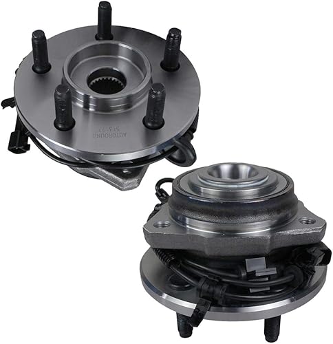 Autoround Paquete de 2 pares de cubos de rueda del lado del conductor delantero y conjunto de rodamientos compatibles con Jeep Liberty 2002 2003