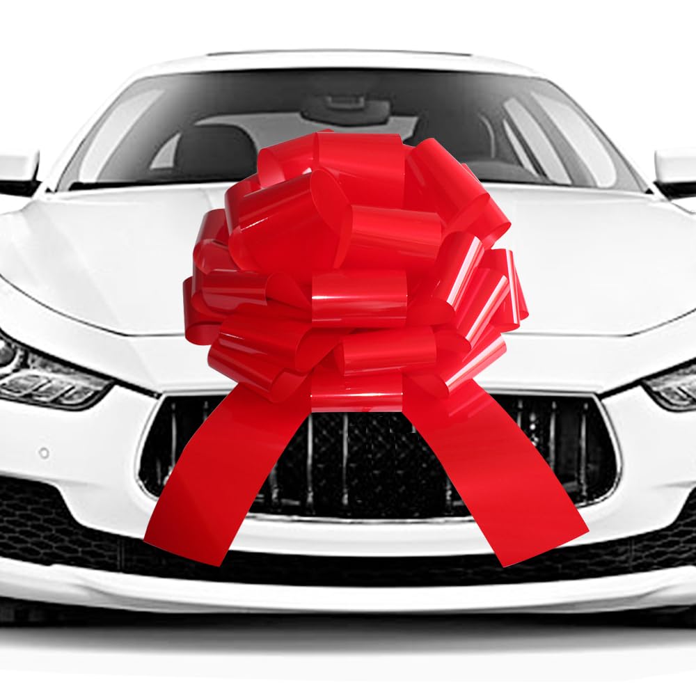 Photo 1 of 20 Inch Big Car Bow,1 Pc Giant Present Bow for Large Gift Wrapping New Houses Huge Present Birthday Christmas Decor (red)