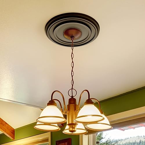 Miniatura 3 de EIFHYT Medallones de techo de poliuretano negro mate para lámparas y ventiladores de techo, 12-14 pulgadas de diámetro x 4 pulgadas de diámetro x 1